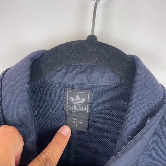 Vintage Adidas Logo Crest Blazer Jacket Navy Blue Women's Size Small Distressed - Picture 4 of 10